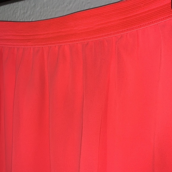 H&M Divided neon coral chiffon lined Maxi Skirt Sz 6/S semi-sheer high slit - Picture 5 of 9